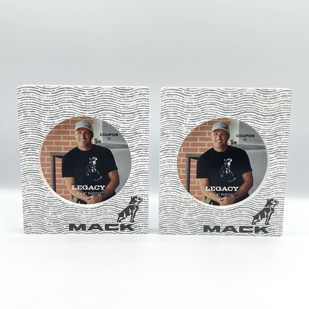Set of 2 Mack‎ Trucks Legacy Photo Frames White Black Bulldog Logo 6.5" X 5.5"